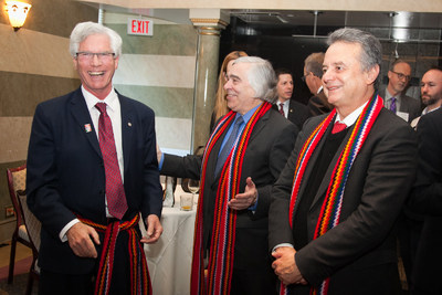 The Honourable Jim Carr, Canada's Minister of Natural Resources, Pedro Joaquín Coldwell, Mexico's Secretary of Energy, and Dr. Ernest Moniz, United States Secretary of Energy, wrap up a successful day of energy collaboration discussions at the North American Energy Ministers Meeting on February 11, 2016, in Winnipeg. (CNW Group/Natural Resources Canada)