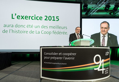 Denis Richard, president of La Coop fédérée during the Annual General Meeting (CNW Group/La Coop fédérée)