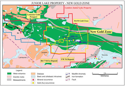 Junior Lake Property - New Gold Zone (CNW Group/Landore Resources Limited)