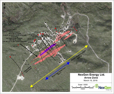 Figure 1: Arrow Zone Drill Hole Locations (CNW Group/NexGen Energy Ltd.)