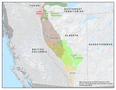 Figure 1: Map showing the location of the Liard Basin unconventional natural gas resource (CNW Group/National Energy Board)