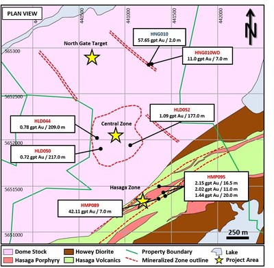 Figure 1: Plan view of primary drill target areas at Hasaga (CNW Group/Premier Gold Mines Limited)