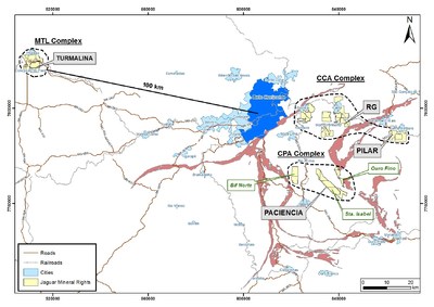 Figure 1 – Location Map of Operating Assets in Southern Brazil (CNW Group/Jaguar Mining Inc.)