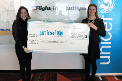 Momentum Ventures, parent company of FlightHub and JustFly, donates $25,000 to Unicef Canada. (CNW Group/Momentum Ventures)