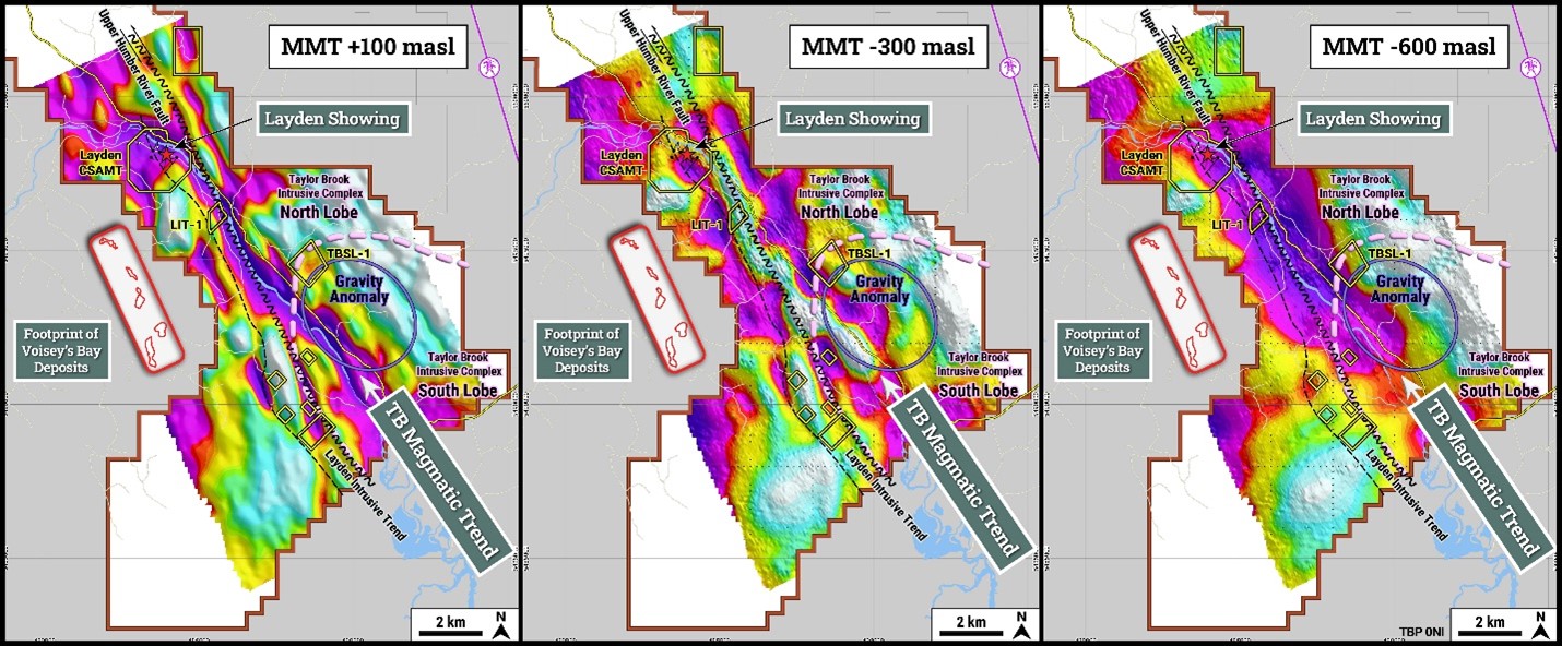 MMT Resistivity Level Plans Show TB Magmatic Trend Widening at Depth