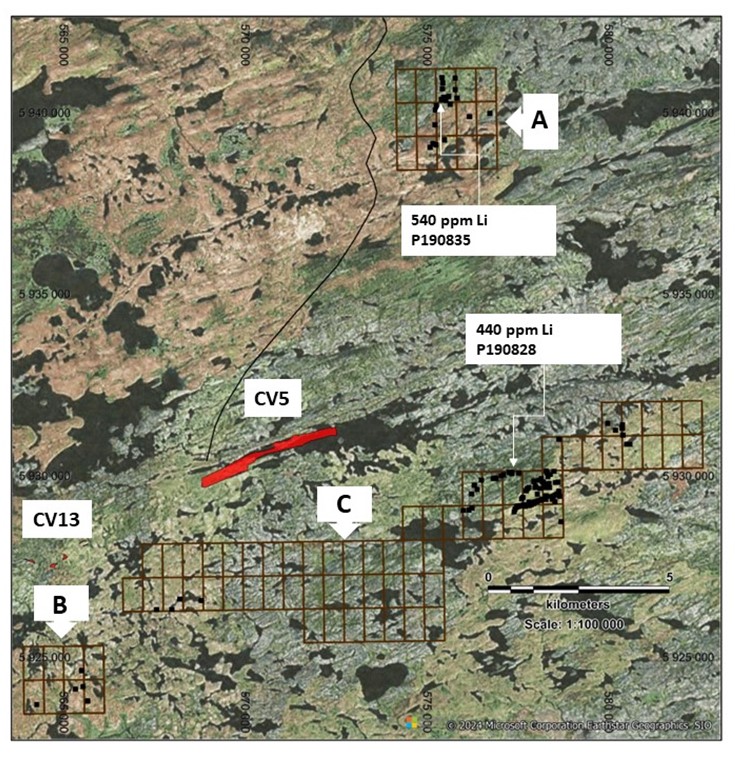 Property Sampling Locations for Block A, B, C