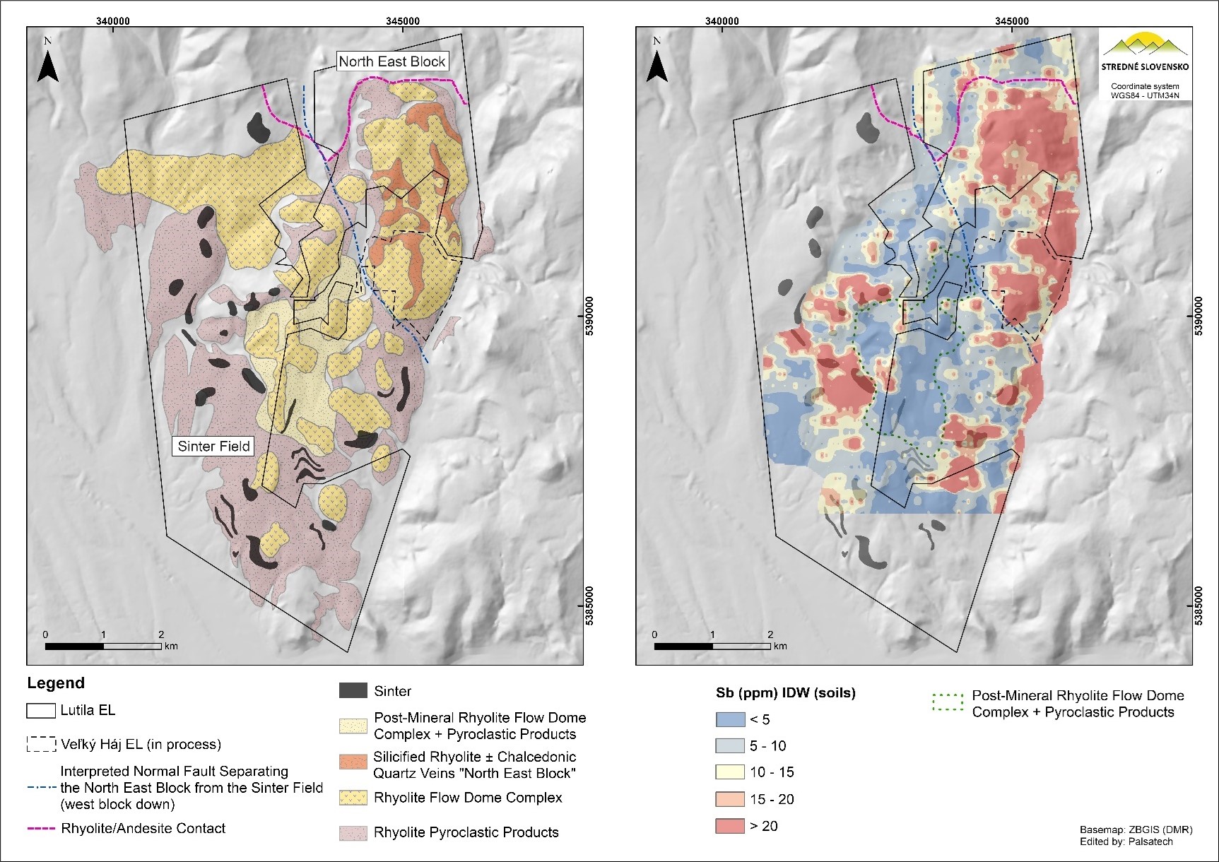 The Lutila Exploration Licence – Geology & Antimony (Sb) Soil Geochemistry.