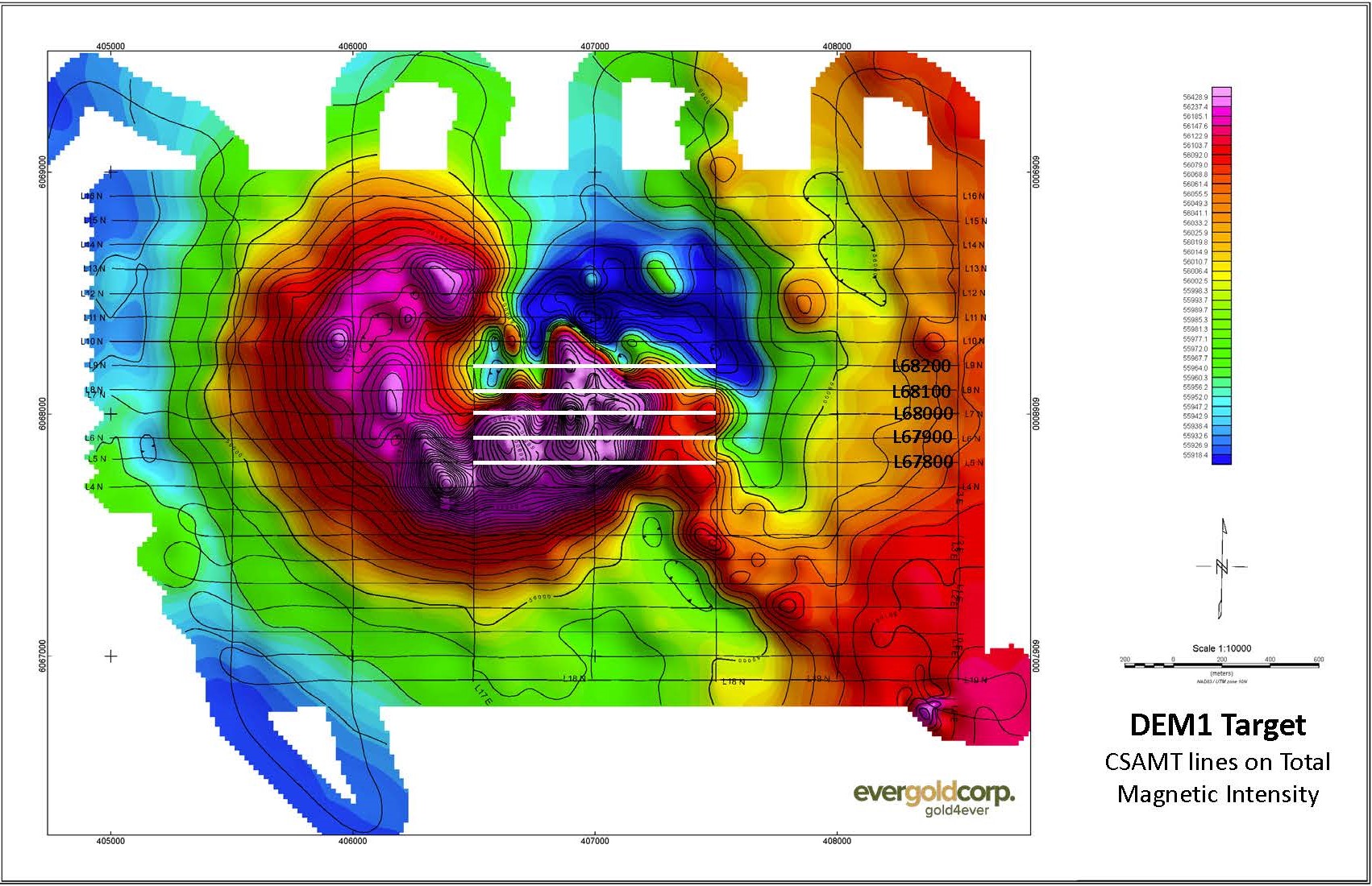 Figure 1 - CSAMT Survey Lines on TMI