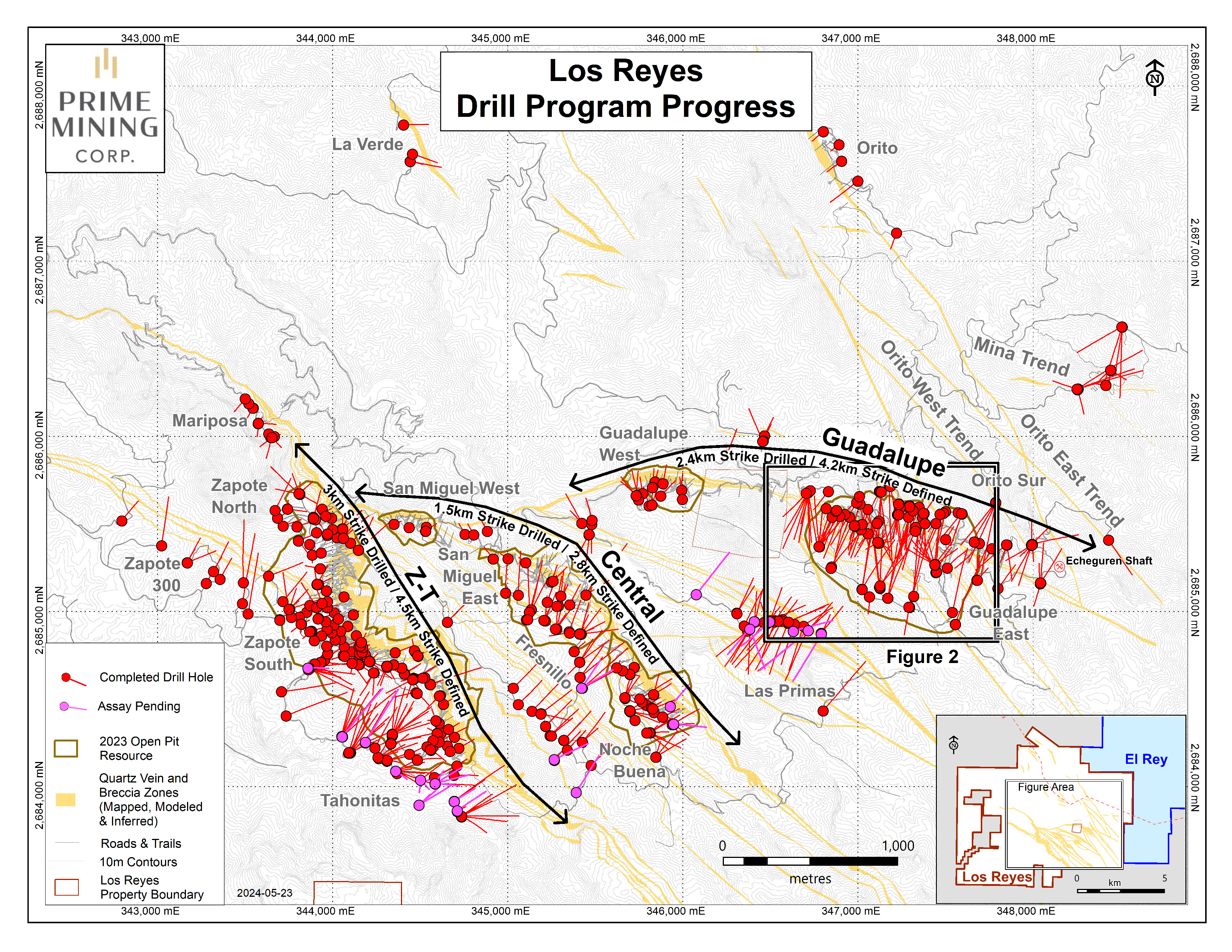 Figure 1 Los Reyes Drill Program Progress_May 2024