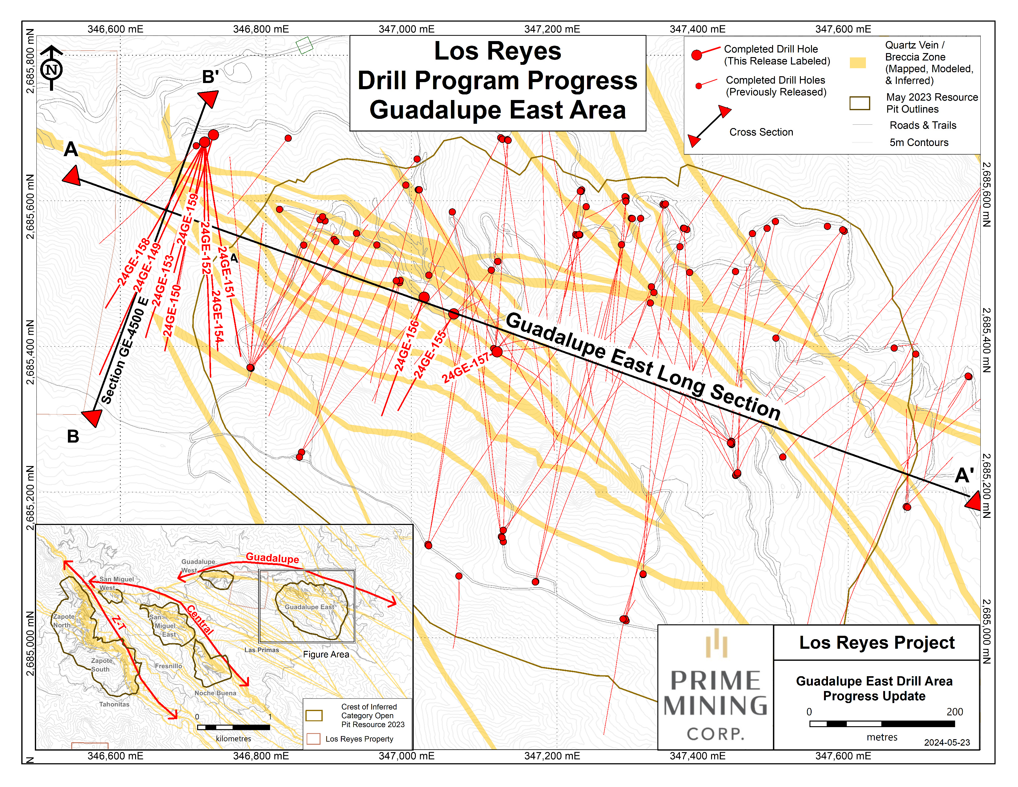 Figure 2 Guadalupe East Drill Program Progress_May 2024