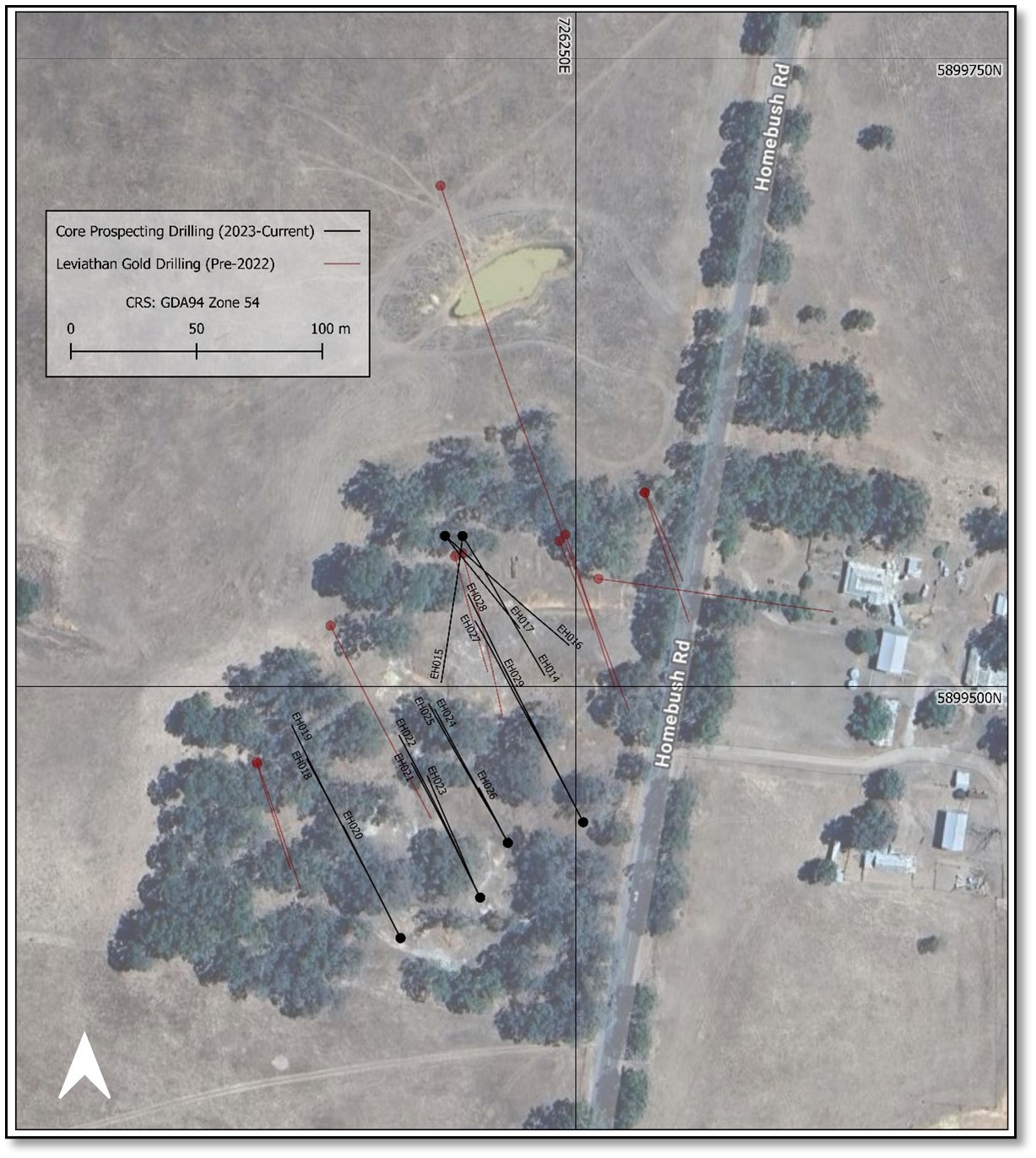 Plan of drilling at the Excelsior Reef