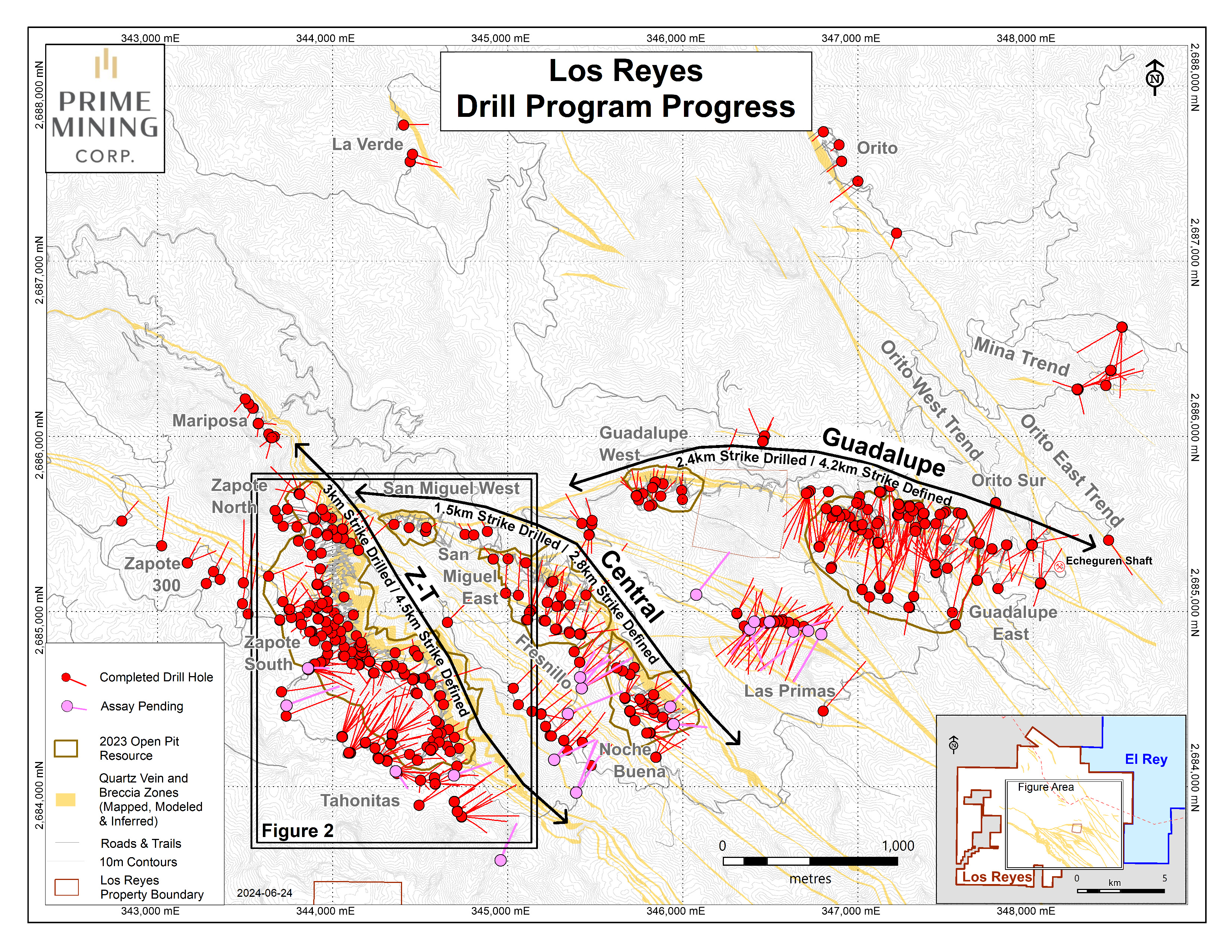 Figure 1 Los Reyes Drill Program Progress_June 2024