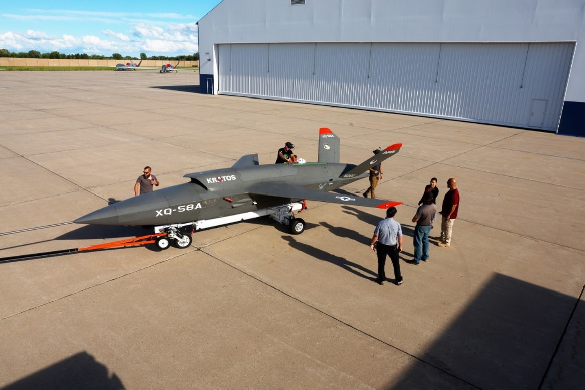 Kratos Valkyrie on KTLS Before Being Towed out to Runway for Takeoff