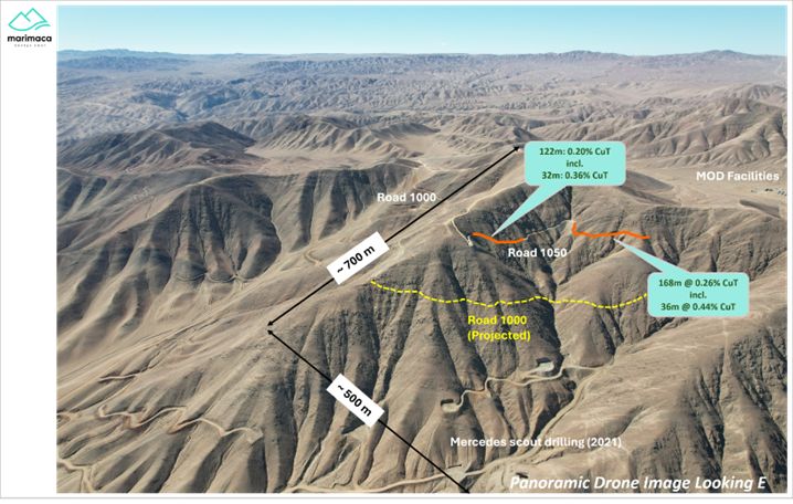 Aerial Photo of Mercedes Target, Road Cutting and MOD Facilities (looking East)