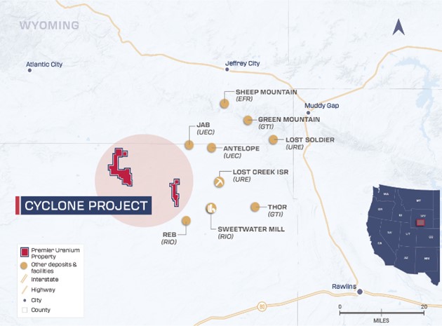 Location of the Cyclone Project, Great Divide Basin, Wyoming