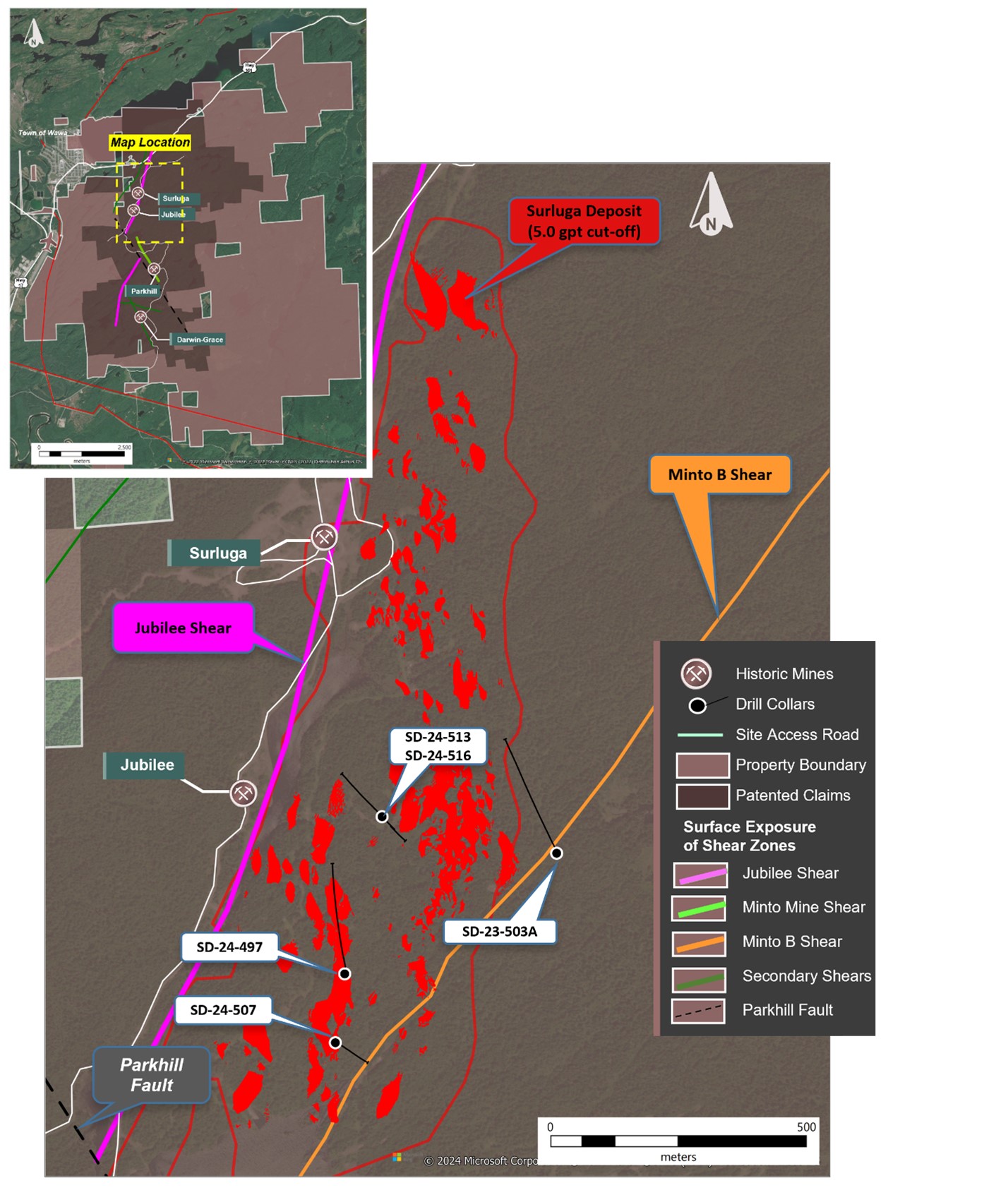 Location of Diamond Drilling Results