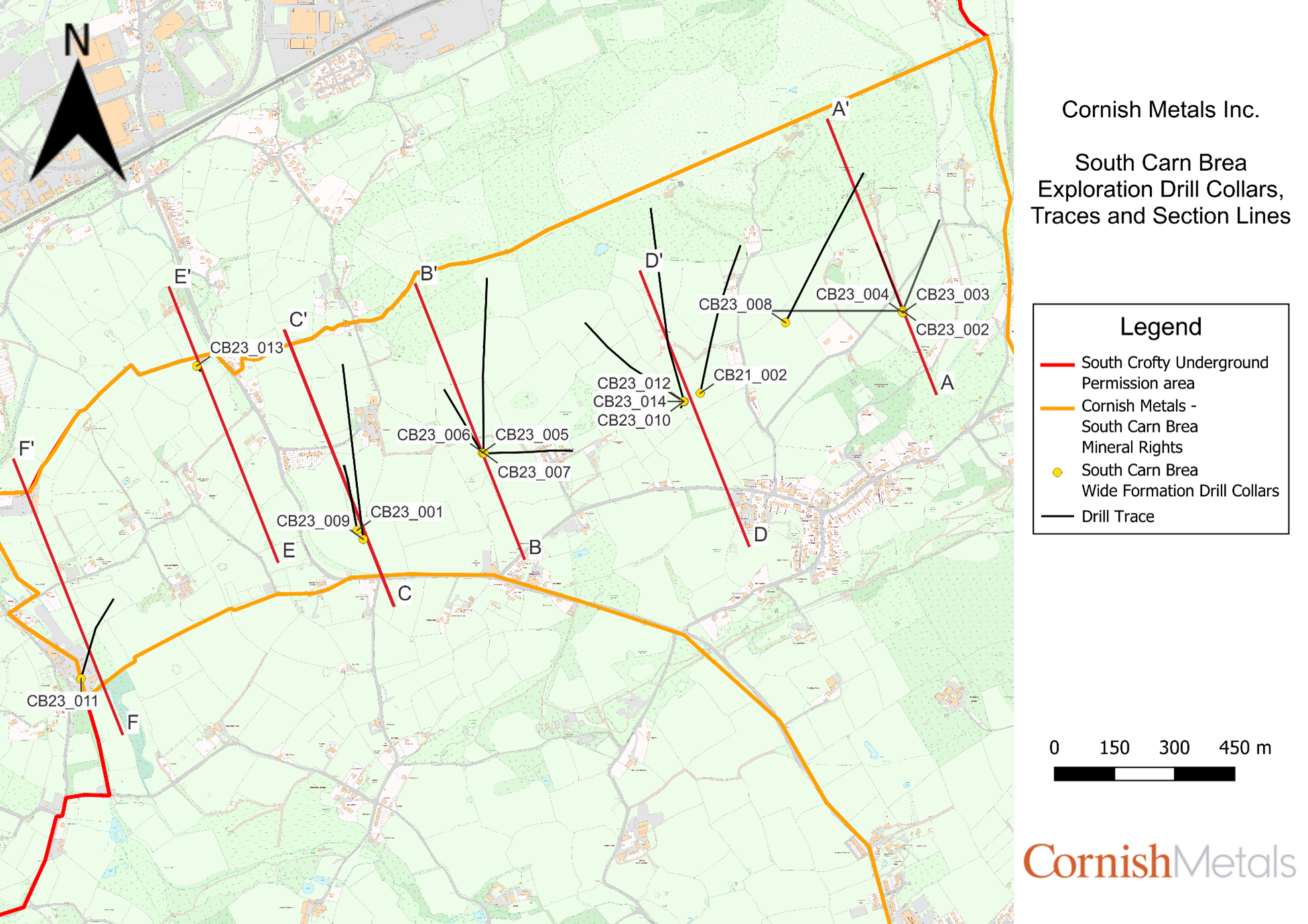 Map of the drillholes completed on the Wide Formation target.