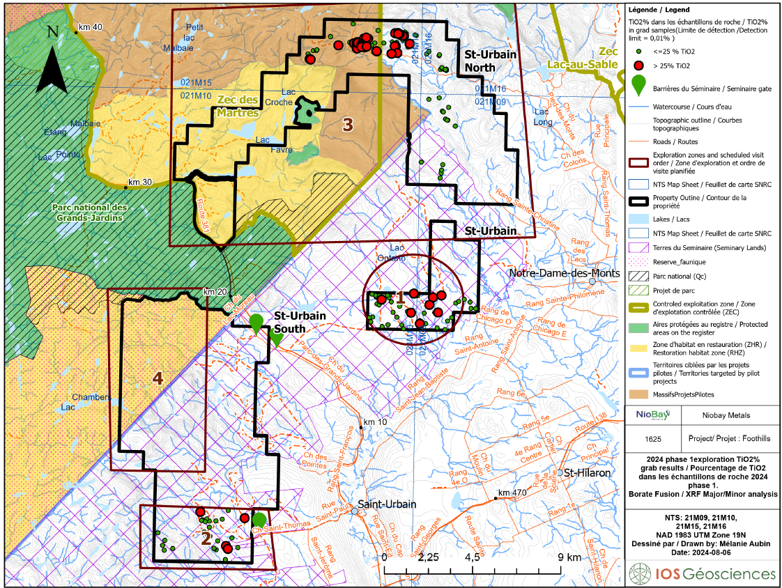 June 2024 prospecting area and sample locations