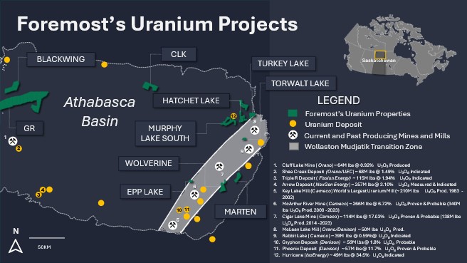 Detailed Map of Exploration Properties being Acquired by Foremost