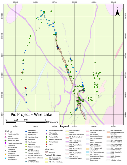 Mapping stations around the Wire Lake Zone from 2024 exploration.