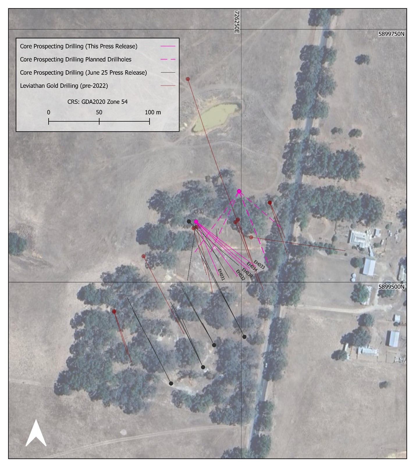 Plan of drilling at the Excelsior Reef