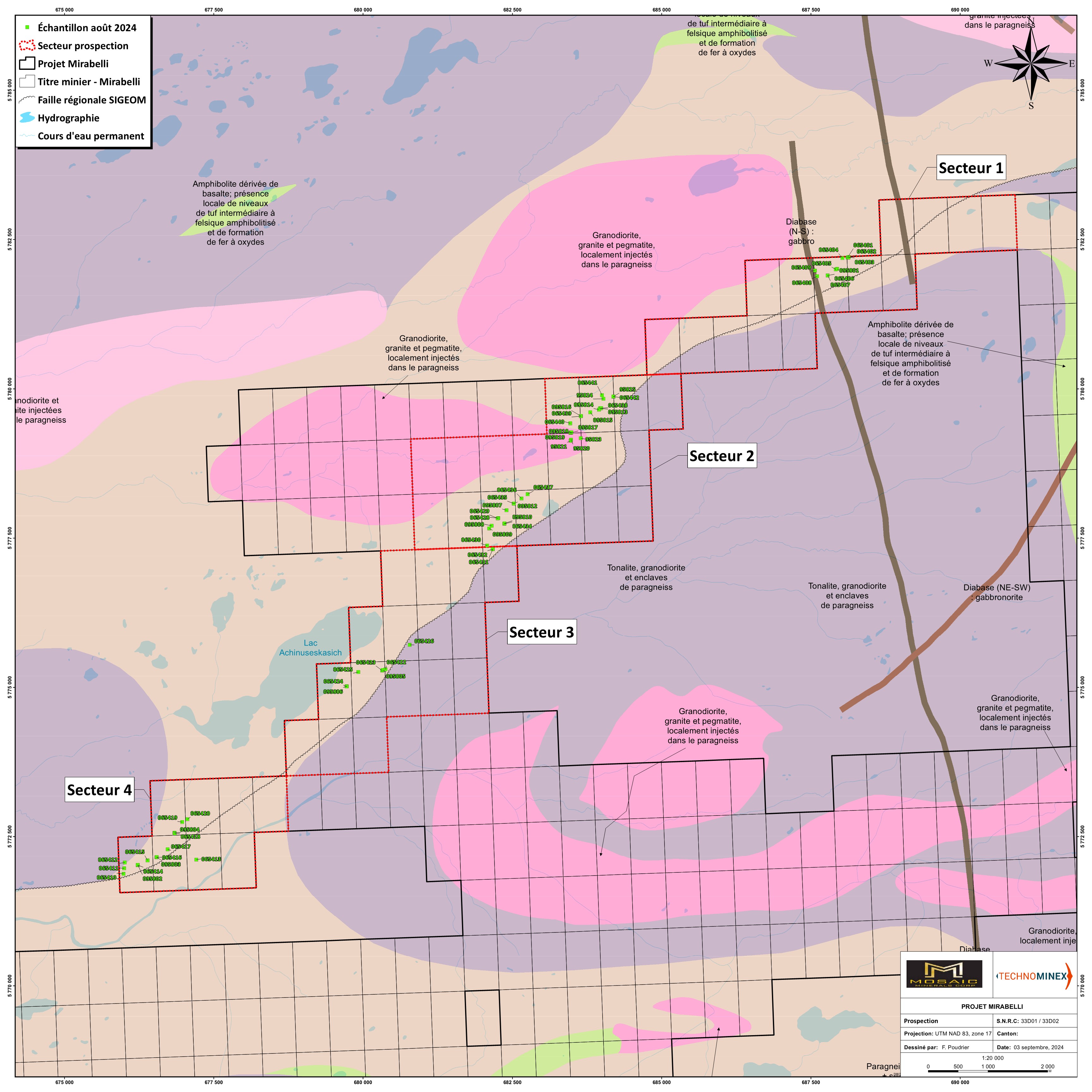 Carte de prise des échantillons