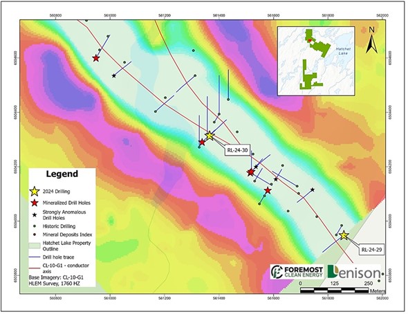 Compilation Map Displaying Current and Historic Drill Hole Locations at Richardson (Background: 2010 Horizontal Loop Electromagnic or “HLEM” Data)