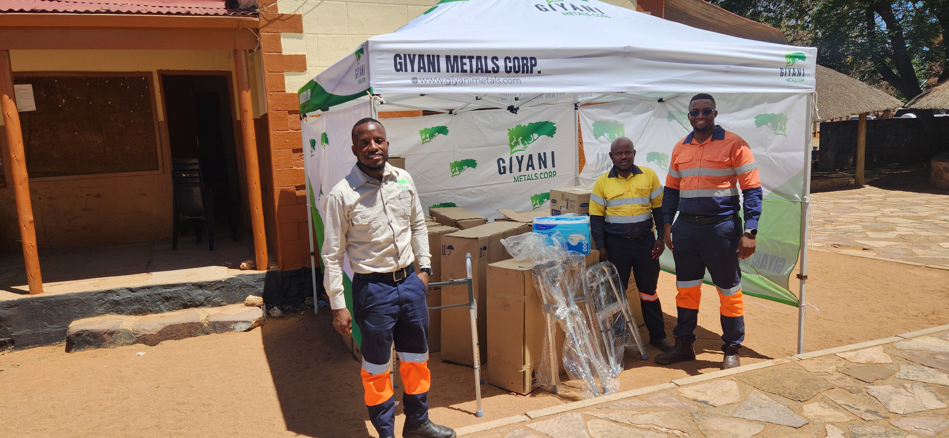 Giyani about to present equipment at the Main Kgotla