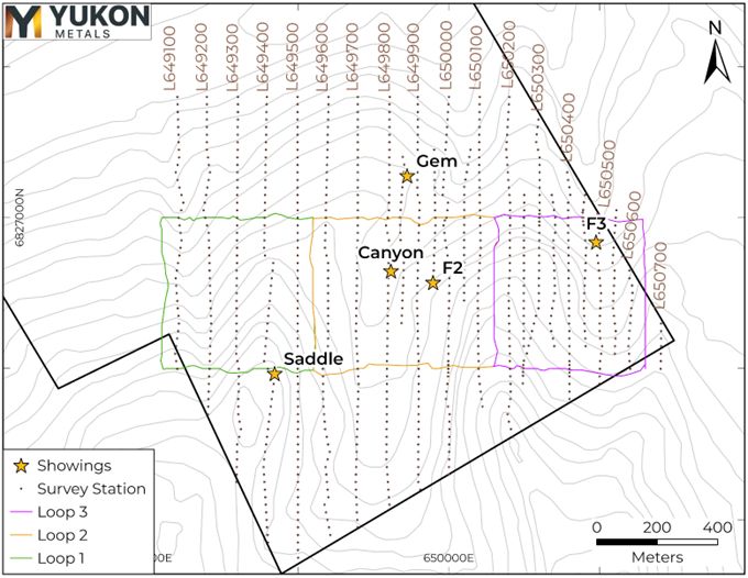 TDEM survey station and loop locations.