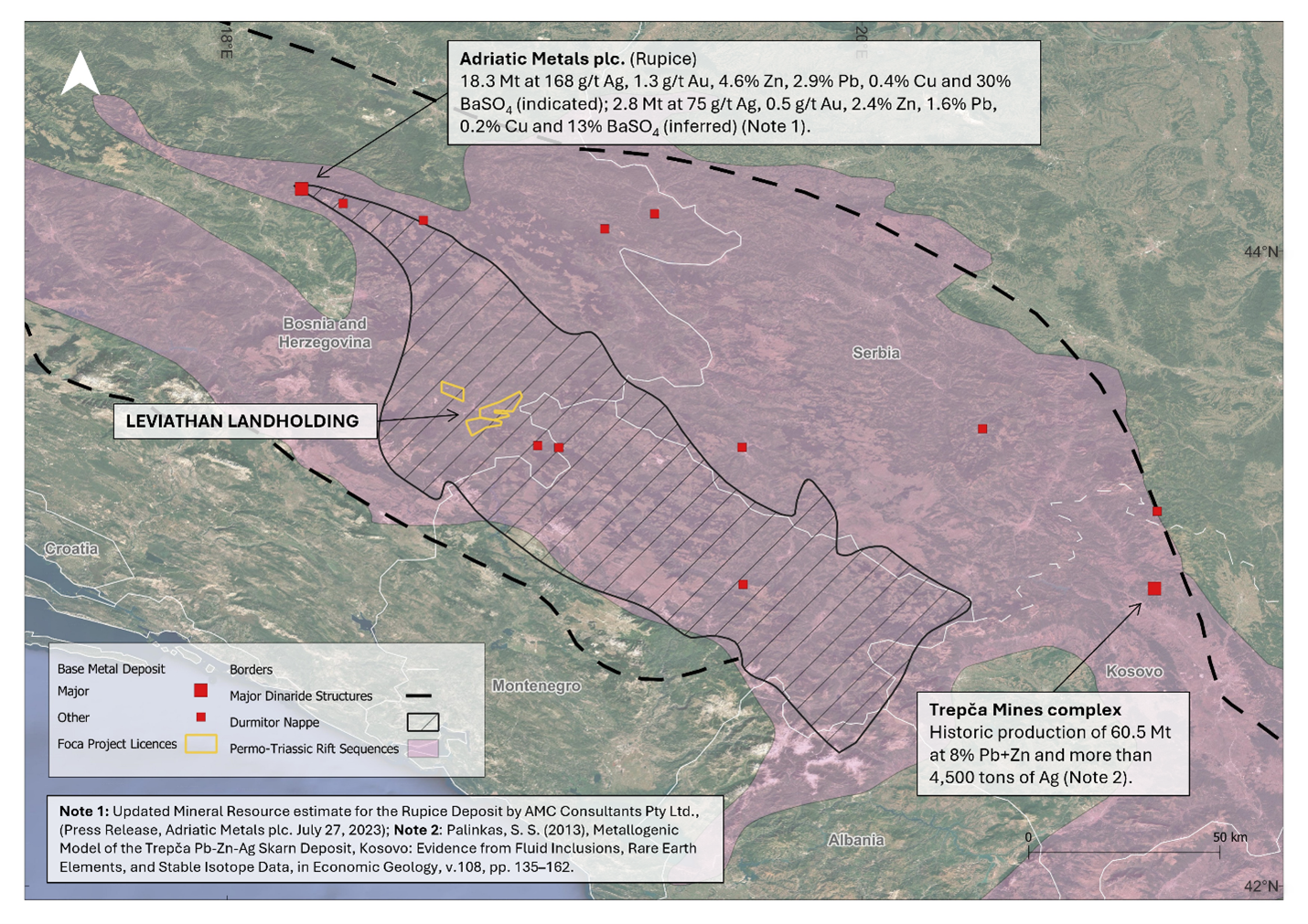 The Western Tethyan Belt and location of the Foča Project