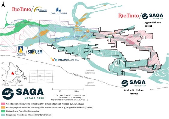 A map of the “Lithium Neighborhood” at the Legacy Lithium Project in Quebec